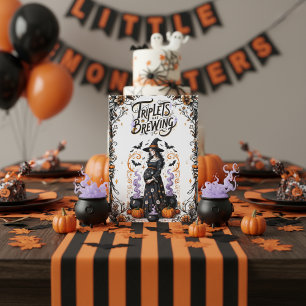 Halloween Witch Baby shower - Triplets zijn aan he Kaart
