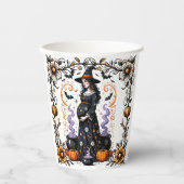 Halloween Witch Baby shower - Triplets zijn aan he Papieren Bekers (Voorkant)