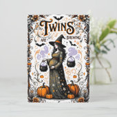 Halloween Witch Baby shower - Twins Are Brewing I Kaart (Staand voorkant)