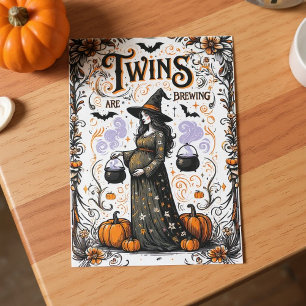 Halloween Witch Baby shower - Twins Are Brewing I Kaart