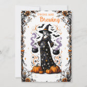 Halloween Witch Baby shower - Twins zijn aan het b Kaart (Voorkant)