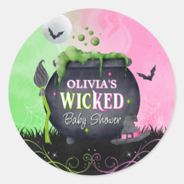 Halloween Witch Baby shower Waterverf Brouwen Ronde Sticker