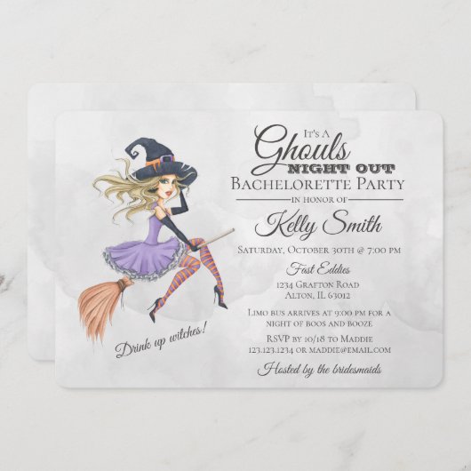 Halloween Witch Bachelorette Party Kaart (Voorkant / Achterkant)