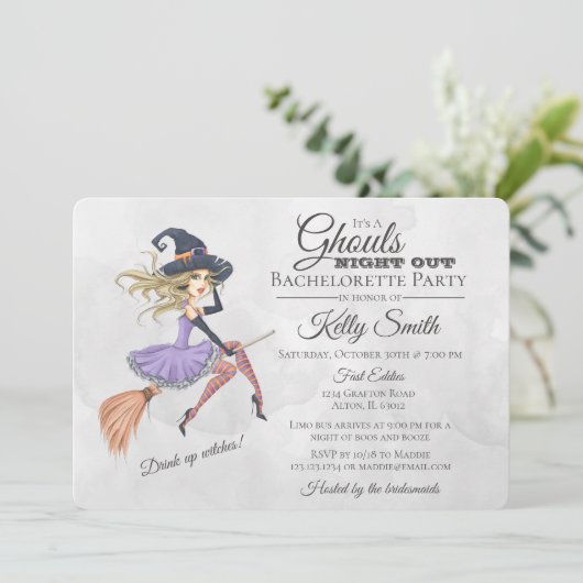 Halloween Witch Bachelorette Party Kaart (Staand voorkant)