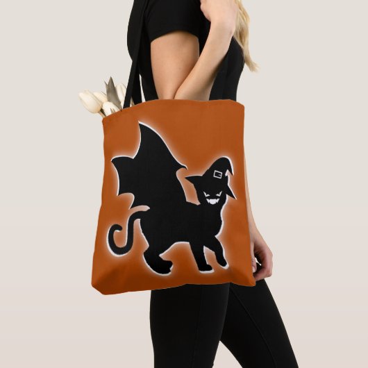 Halloween Witch Bat Cat Tote Bag (Dichtbij)