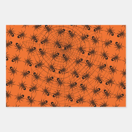 Halloween Witch Bat Spider 3-pc papiervelset Inpakpapier Vel (Voorkant 2)