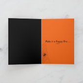 Halloween Witch Bat Spider Scary Oranje Gepluikt p Kaart (Binnen)
