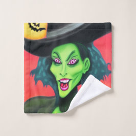 Halloween Witch Bath-handdoekset Washandje