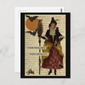 Halloween Witch Bats Moon Owl Skull Briefkaart (Voorkant / Achterkant)