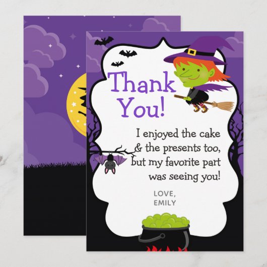 Halloween Witch Bedankt kaarten (Voorkant / Achterkant)