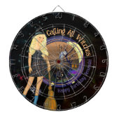 Halloween Witch Birthday Black Dart Board Dartbord (Voorkant)