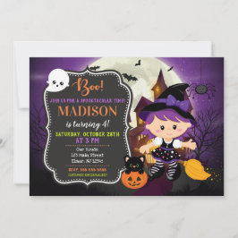 Halloween Witch Birthday Uitnodiging