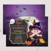 Halloween Witch Birthday Uitnodiging (Voorkant / Achterkant)