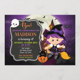 Halloween Witch Birthday Uitnodiging