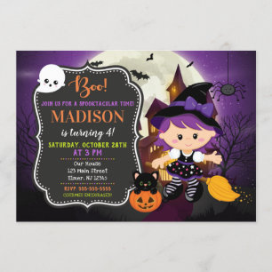 Halloween Witch Birthday Uitnodiging