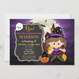 Halloween Witch Birthday Uitnodiging