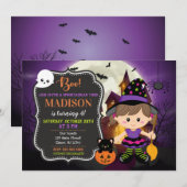 Halloween Witch Birthday Uitnodiging (Voorkant / Achterkant)