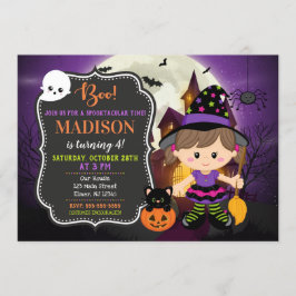 Halloween Witch Birthday Uitnodiging