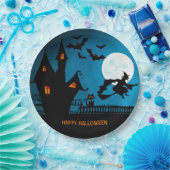 Halloween Witch Black Cat Bats Party Papieren Bordje (Feest)