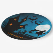 Halloween Witch Black Cat Bats Party Papieren Bordje (Gekanteld)