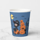 Halloween Witch, Black Cat en Pumpkins Papieren Bekers (Achterkant)