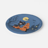 Halloween Witch, Black Cat en Pumpkins Papieren Bordje (Gekanteld)