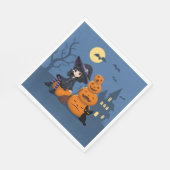 Halloween Witch, Black Cat en Pumpkins Servet (Hoek)