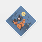 Halloween Witch, Black Cat en Pumpkins Servet (Hoek)
