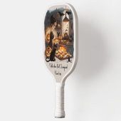 Halloween Witch Black Cat Pumpkin gebakken traktat Pickleball Paddle (Links)