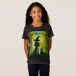Halloween Witch Black Cat Spooky Waterverf T-shirt