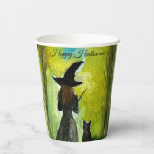 Halloween Witch Black Cat Woman Spells Papieren Bekers (Achterkant)