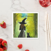 Halloween Witch Black Cat Woman Spells Servet (Insitu)