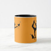 Halloween Witch Black Cat Yoga Hart Sinaasappel Sc Mok (Midden)