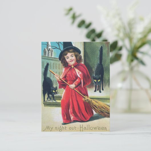  Halloween Witch Black Cats briefkaart (Staand voorkant)