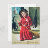  Halloween Witch Black Cats briefkaart (Voorkant / Achterkant)