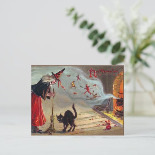  Halloween Witch Black Cats briefkaart (Staand voorkant)