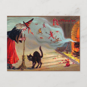  Halloween Witch Black Cats briefkaart