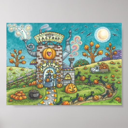 Halloween WITCH & BLACK CATS PIE FACTORY POSTER Sm (Voorkant)