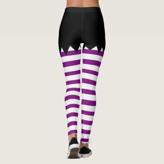 Halloween Witch Black met witte strepen Leggings (Achterkant)