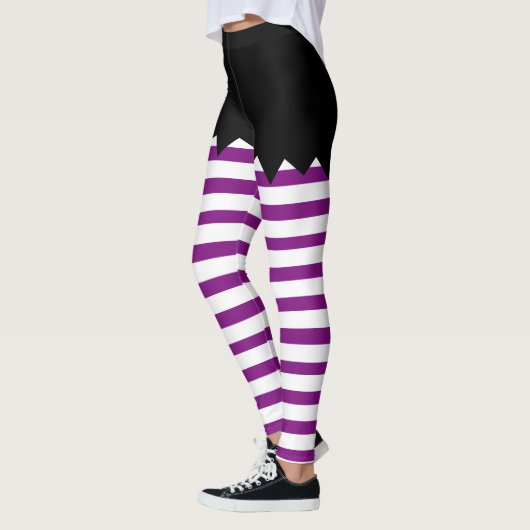 Halloween Witch Black met witte strepen Leggings (Links)