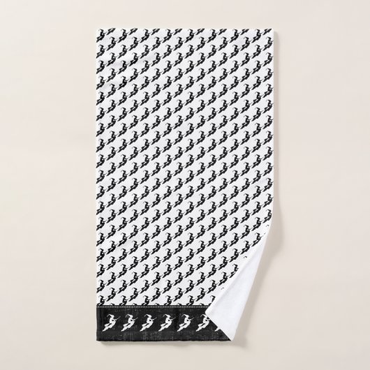 Halloween Witch Black Silhouette Pattern op White Bad Handdoek (Handdoek)