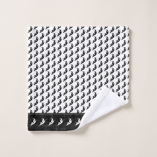 Halloween Witch Black Silhouette Pattern op White Bad Handdoek (Wasdoekje)