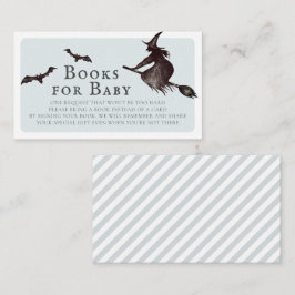 Halloween Witch Blauw Baby shower Boeken voor Baby Informatiekaartje