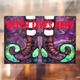 Halloween Witch Boots Whimsical Paarse Groen Raamsticker