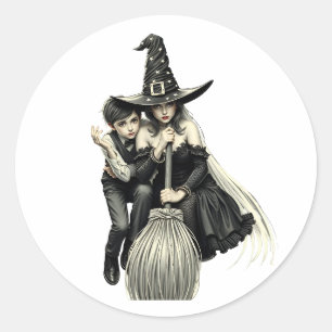 Halloween Witch & Boy: Dark Magic Duo aangekondigd Ronde Sticker