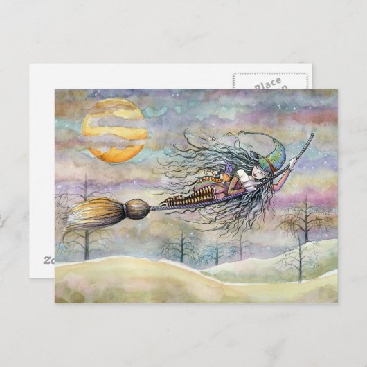 Halloween Witch Briefkaart beroemd gemaakt door Mo (Voorkant / Achterkant)