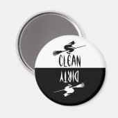 Halloween Witch Broomstick Clean Dirty Dishwasmach Magneet (Voorkant / Achterkant)