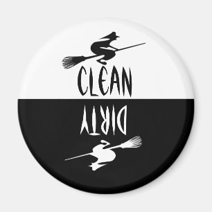 Halloween Witch Broomstick Clean Dirty Dishwasmach Magneet