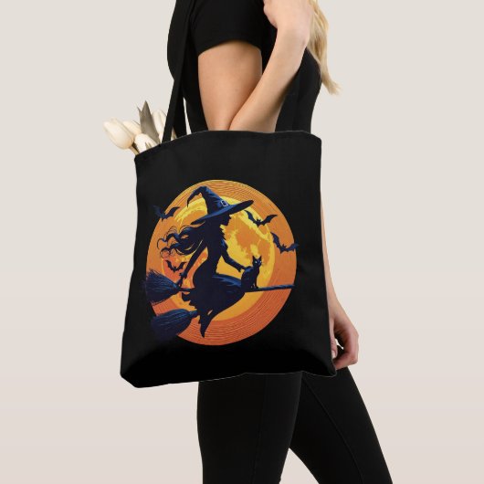 Halloween Witch Canvas tas Stijlvolle Vrouwen Hall (Dichtbij)