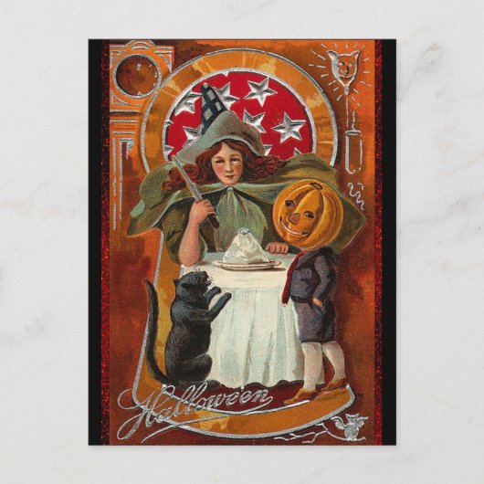 Halloween Witch Casting Spell met hand Briefkaart (Voorkant)